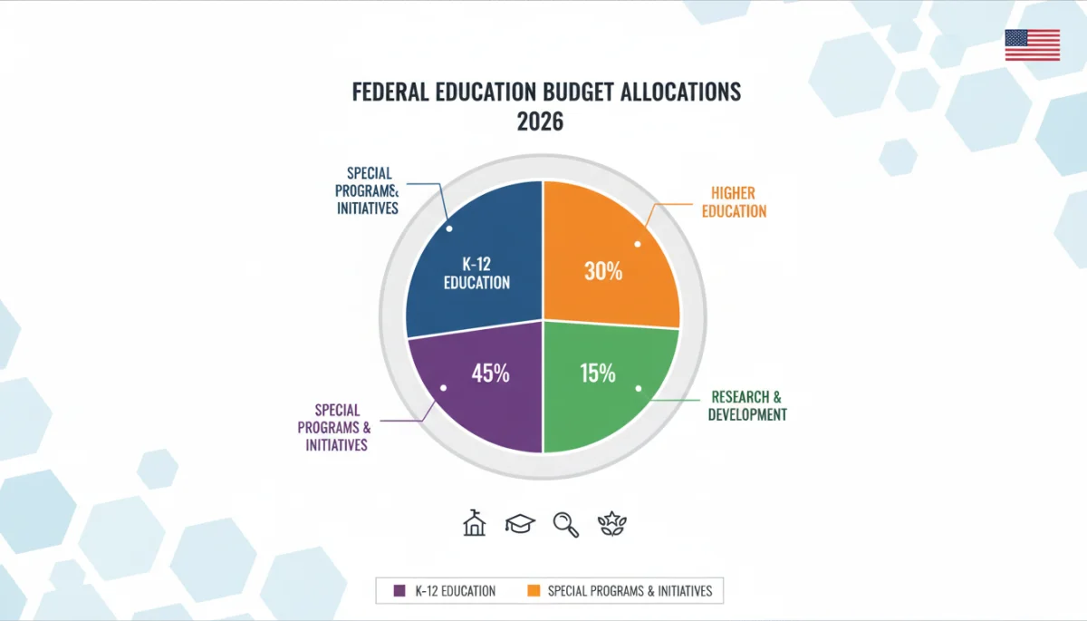 Infographic displaying 2026 federal education budget allocation by category.