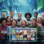 Diverse Americans laughing at digital humor content in 2026, showcasing evolving comedy trends.