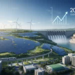 Renewable energy infrastructure symbolizing Biden's 2030 goals