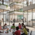 Diverse students learning in modern classrooms, representing federal education funding impact.