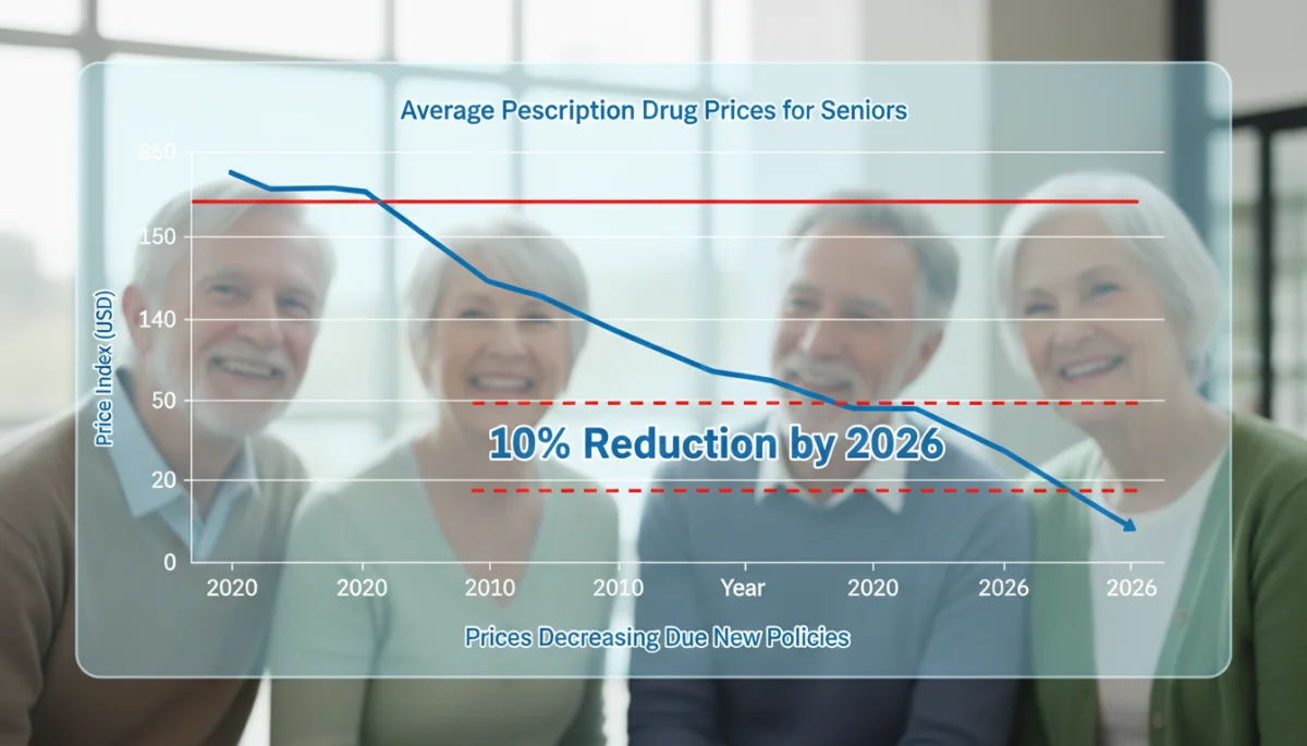 Graph illustrating projected 10% reduction in senior prescription drug costs by 2026