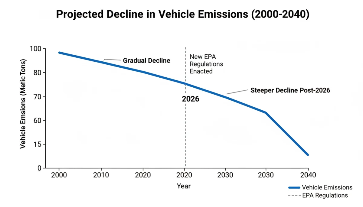 Graph illustrating projected reduction in vehicle emissions post-2026 EPA standards