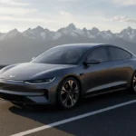 Modern sedan on a scenic US highway for a 2026 road trip