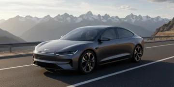 Modern sedan on a scenic US highway for a 2026 road trip