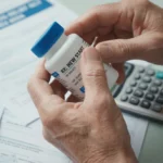 Senior man holding prescription pill bottle, symbolizing drug cost reduction