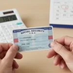 Hands holding Social Security card with calculator and calendar for 2026 COLA