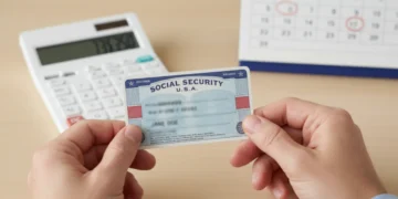 Hands holding Social Security card with calculator and calendar for 2026 COLA