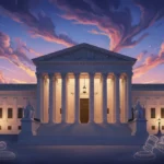 Supreme Court building bathed in twilight, representing the gravity of upcoming judicial review cases.