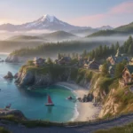 Panoramic view of an untouched natural landscape in the US, featuring a clear lake and distant mountains under a soft sky, symbolizing hidden beauty.