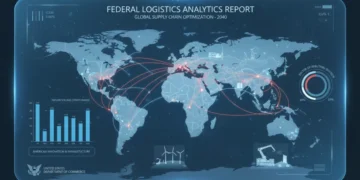 Infographic showing US supply chain resilience with data points and global connections