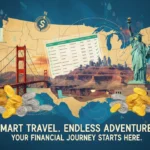 Strategic financial planning for US travel in 2026, featuring iconic landmarks and budget tools