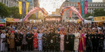 Diverse crowd celebrating at a vibrant 2026 cultural festival