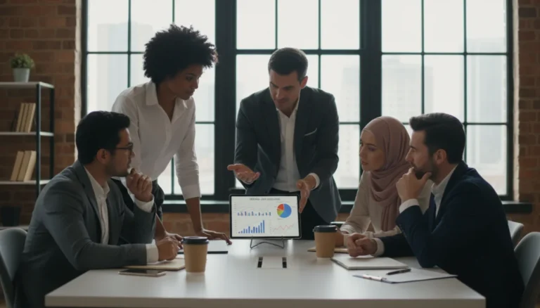 Small business owners reviewing new federal loan program changes on a tablet