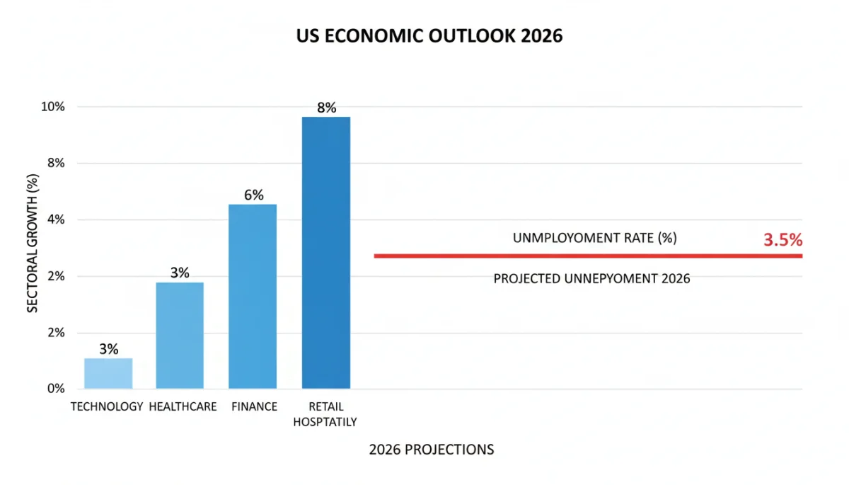 Projected US unemployment and sector growth rates for 2026
