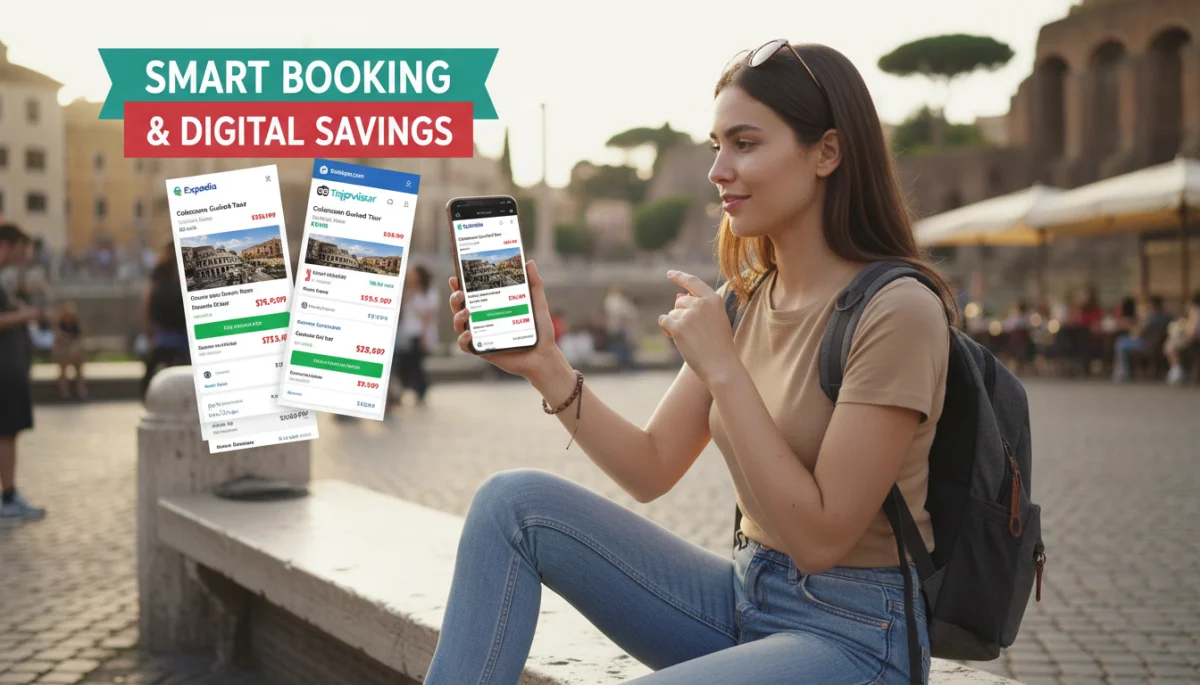 Comparing activity prices on a smartphone for budget travel